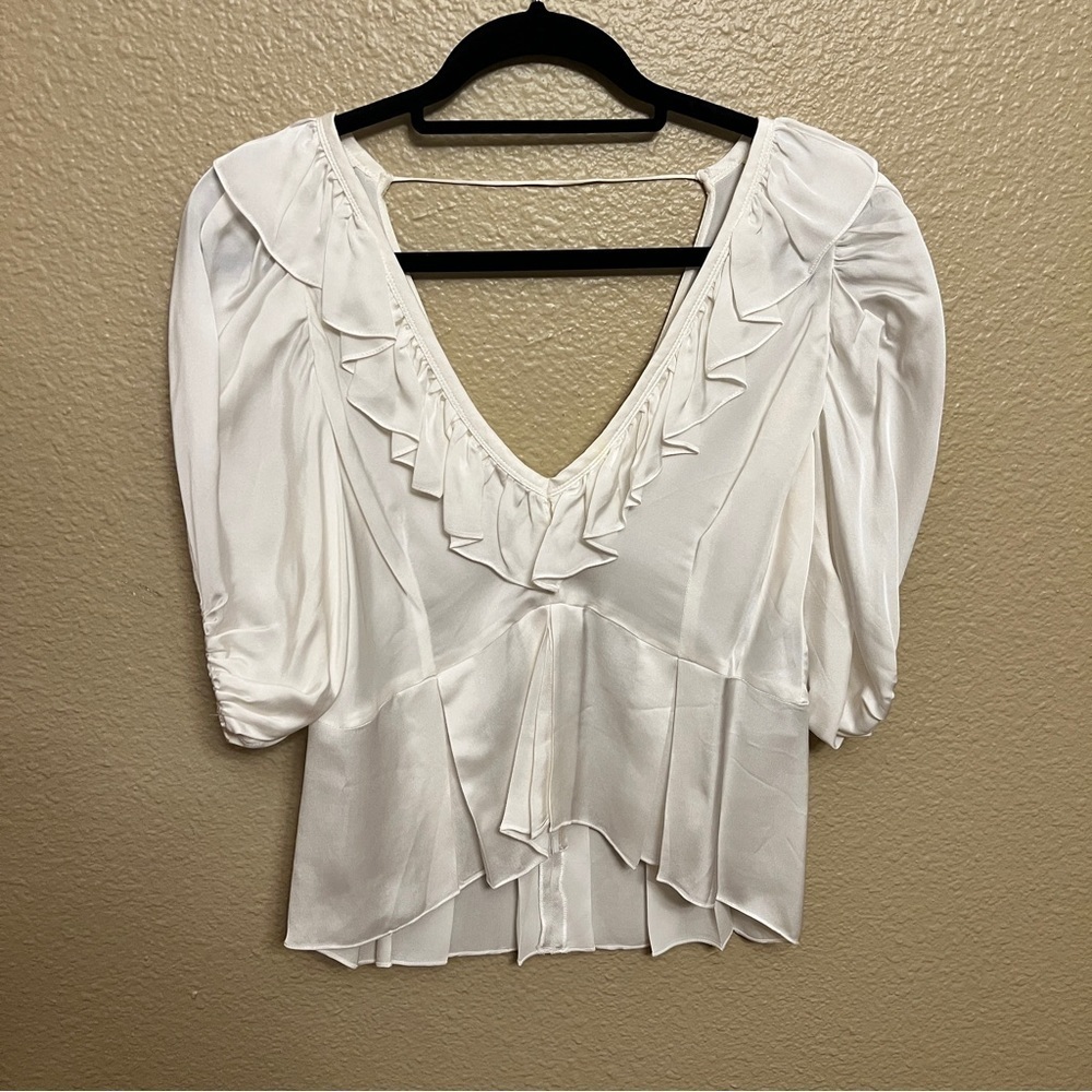 SANDRO Peplum Satin Top Size 8 - Picture 8 of 13